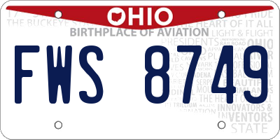 OH license plate FWS8749