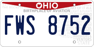 OH license plate FWS8752