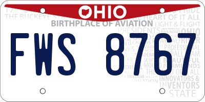 OH license plate FWS8767