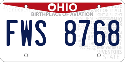 OH license plate FWS8768