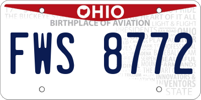 OH license plate FWS8772