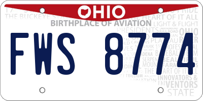 OH license plate FWS8774