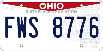 OH license plate FWS8776
