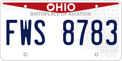 OH license plate FWS8783