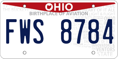 OH license plate FWS8784