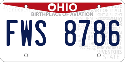 OH license plate FWS8786
