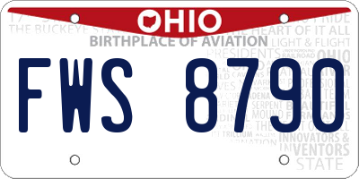 OH license plate FWS8790