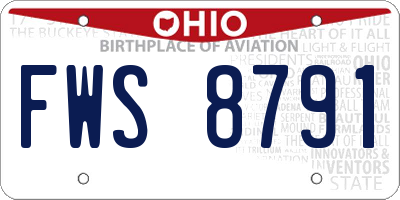 OH license plate FWS8791