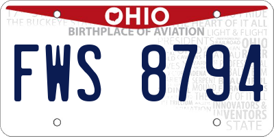 OH license plate FWS8794