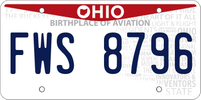 OH license plate FWS8796