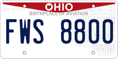 OH license plate FWS8800