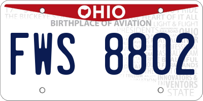OH license plate FWS8802