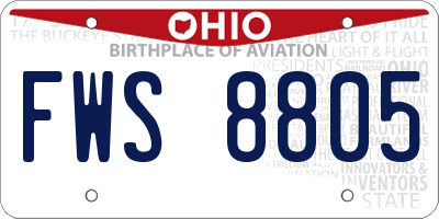 OH license plate FWS8805