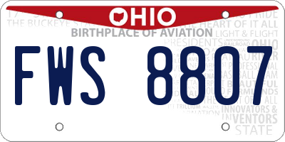 OH license plate FWS8807