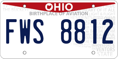 OH license plate FWS8812