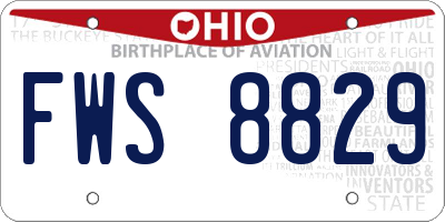 OH license plate FWS8829