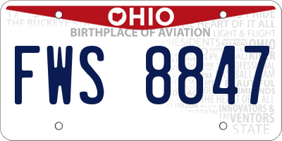 OH license plate FWS8847