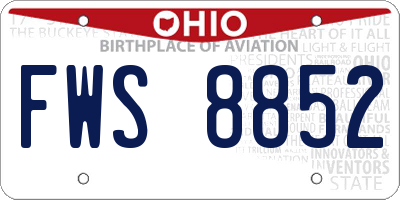 OH license plate FWS8852