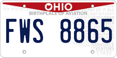 OH license plate FWS8865