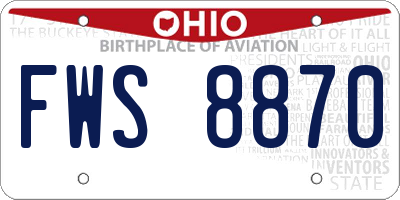 OH license plate FWS8870
