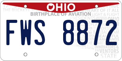 OH license plate FWS8872