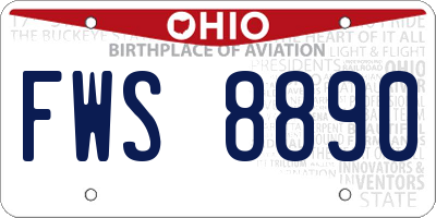OH license plate FWS8890