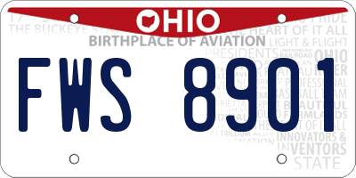 OH license plate FWS8901