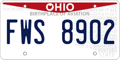 OH license plate FWS8902