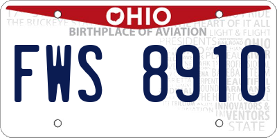 OH license plate FWS8910