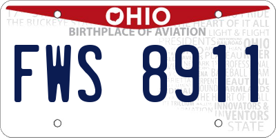 OH license plate FWS8911