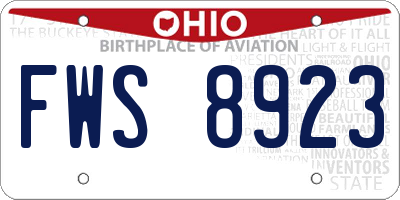 OH license plate FWS8923