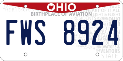 OH license plate FWS8924