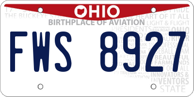 OH license plate FWS8927