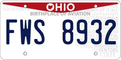 OH license plate FWS8932
