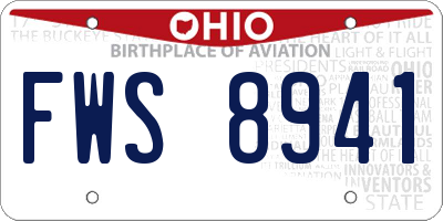 OH license plate FWS8941