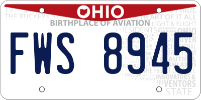 OH license plate FWS8945
