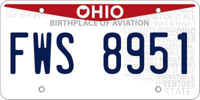 OH license plate FWS8951