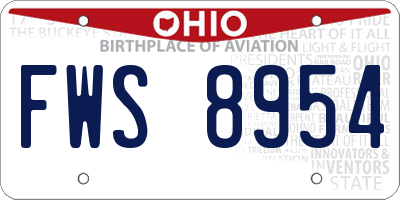 OH license plate FWS8954