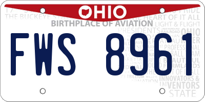 OH license plate FWS8961