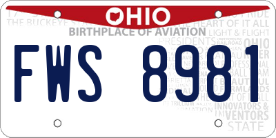 OH license plate FWS8981