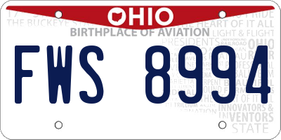 OH license plate FWS8994
