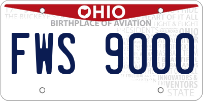 OH license plate FWS9000