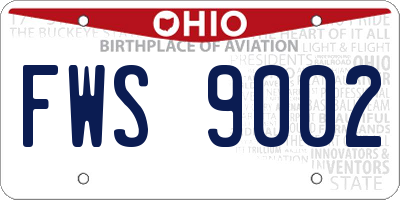 OH license plate FWS9002
