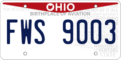 OH license plate FWS9003