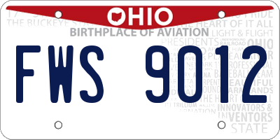 OH license plate FWS9012