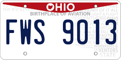 OH license plate FWS9013