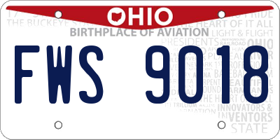 OH license plate FWS9018