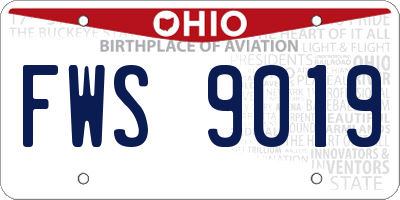 OH license plate FWS9019
