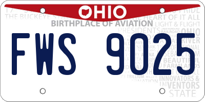 OH license plate FWS9025