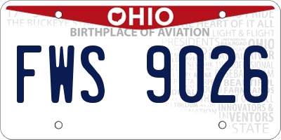 OH license plate FWS9026